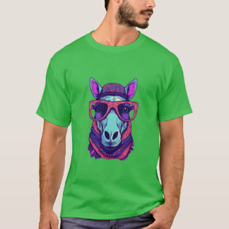 Camiseta Óculos escuros Vestindo cavalos Bandana amigo eque
