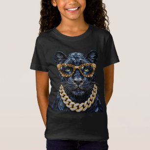 Camiseta "Óculos Estampados de Leopardo Pantera Luxuosa com