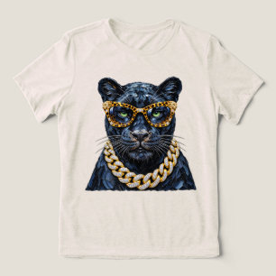 Camiseta "Óculos Estampados de Leopardo Pantera Luxuosa Cor
