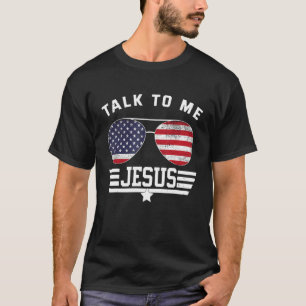Camiseta Óculos Fale Comigo Jesus Bandeira Americana Cristã