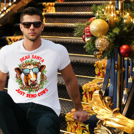 Camiseta Óculos loucos, coroa de Natal de vaca