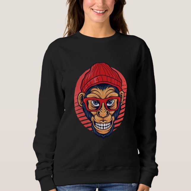 Camiseta Óculos Retro Macaco-hipster Hippies Animais Frio (Frente)