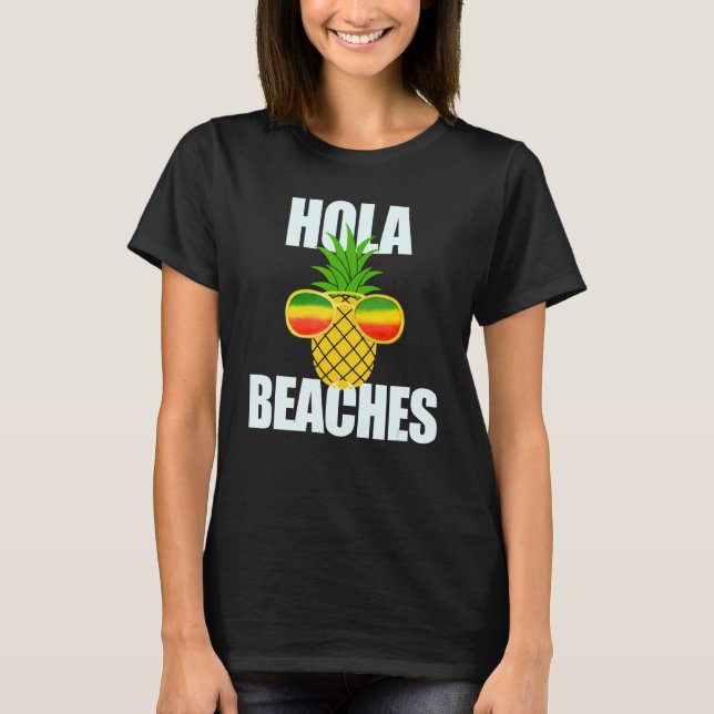 Camiseta Óculos-Sol de Abacaxi de Verão - Hola - Praias 1 (Frente)