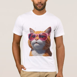 Camiseta Óculos Solares 3D Felinos Com Sono