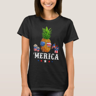 Camiseta Óculos Solares Ananás Ananás Bandeira Americana 4º
