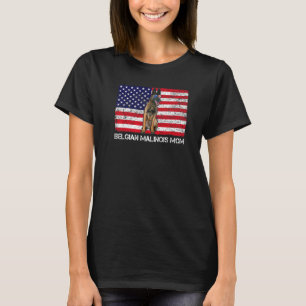 Camiseta Óculos solares Belgas Malinois Mãe Bandeira Americ