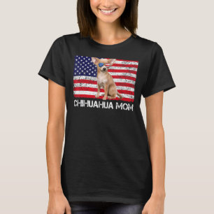 Camiseta Óculos solares Chihuahua Mãe Bandeira Americana