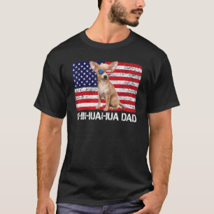 Camiseta Óculos solares Chihuahua Pai bandeira americana Ca