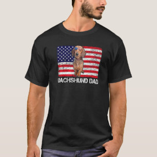 Camiseta Óculos solares Dachshund Pai Flag American Usa og