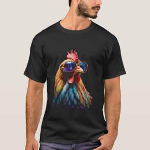 Camiseta Óculos Solares De Frango Quando Impressão Animal E