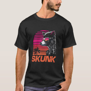 Camiseta Óculos Solares legal Retro Sunset Skunk