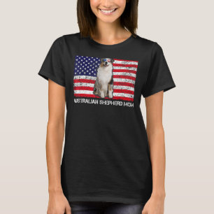 Camiseta Óculos solares Pastor australiano Mãe Bandeira Ame