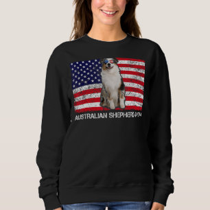 Camiseta Óculos solares Pastor australiano Mãe Bandeira Ame
