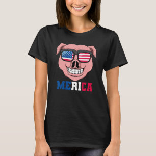 Camiseta Óculos Solares Porco Merica 4 De Julho Meninas Ame