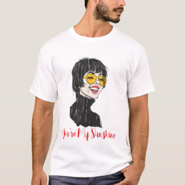 Camiseta Óculos Solares Retro Coração Sorrindo Mulher