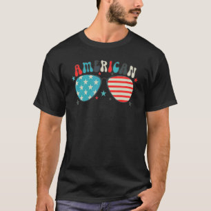 Camiseta Óculos Sunéticos Americanos Patriótico Bandeira Am