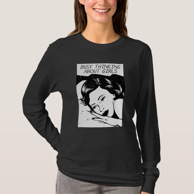 Camiseta Ocupado Pensando Sobre Meninas 2 (Frente)