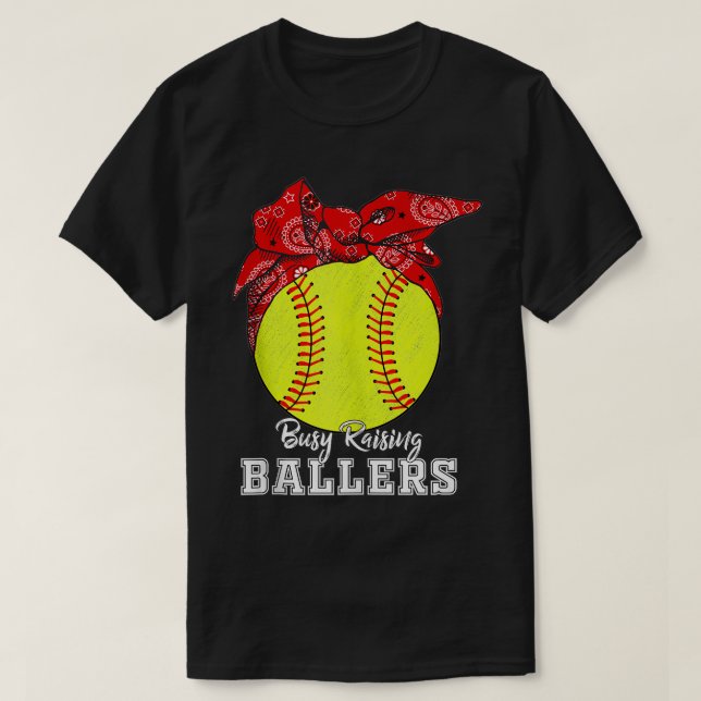 Camiseta Ocupado Raising Ballers Softball Mãe (Frente do Design)