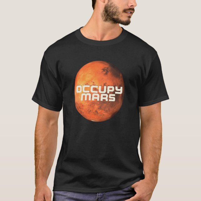 Camiseta Ocupar Marte Exploração Espacial Terraformação (Frente)