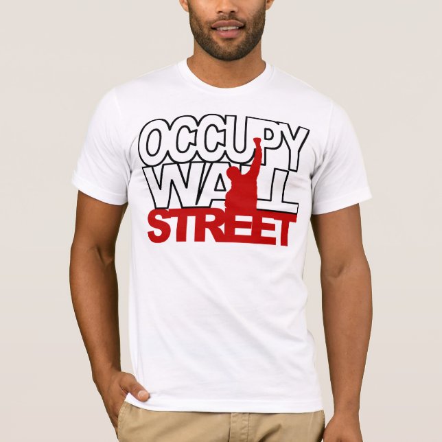 CAMISETA OCUPE O VERMELHO DE WALL STREET (Frente)