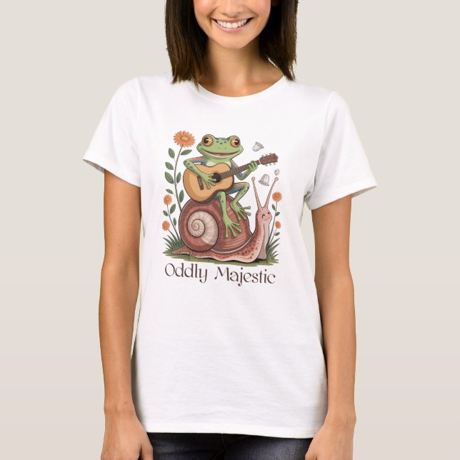 Camiseta Oddly Majestic Frog & Snail Cute (Frente)