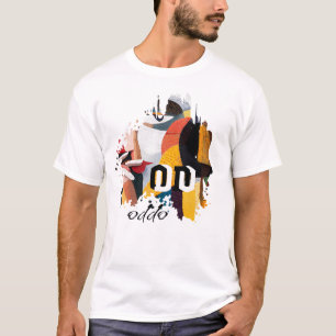 Camiseta ODDO Arte de Pincel Abstrato Expressão Colorida