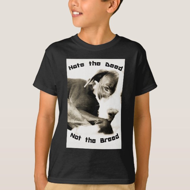 Camiseta odeie o ato não a raça pitbull (Frente)