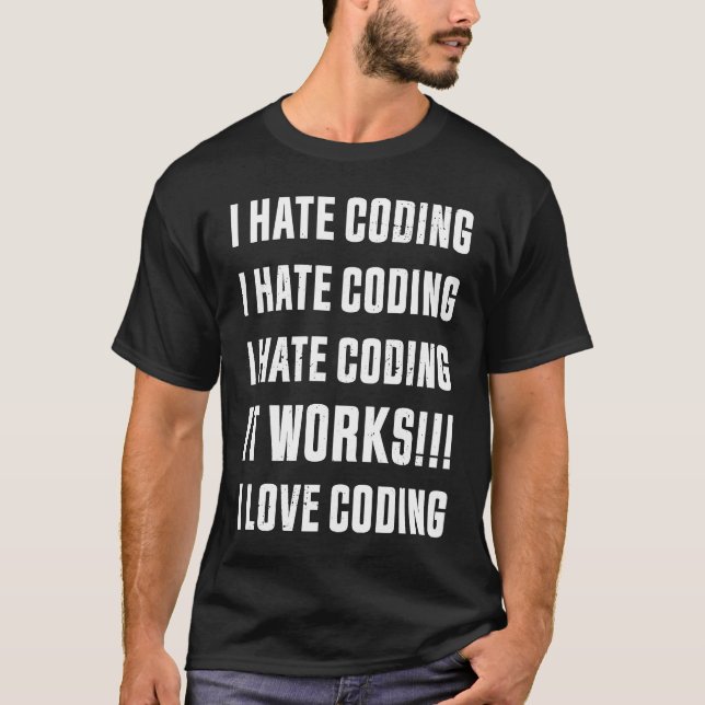 Camiseta Odeio codificar código de programação (Frente)