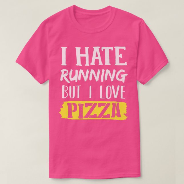 Camiseta Odeio Correr Mas Adoro Pizza Premium (Frente do Design)