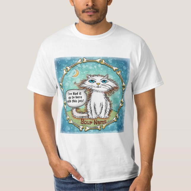 Camiseta Odeio Meu Gato De Escragles De Trabalho (Frente)