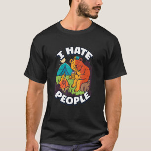 Camiseta Odeio Pessoas Acampando Tendas Coloridas Vint