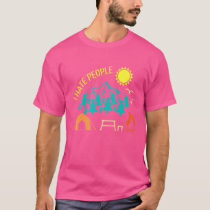 Camiseta Odeio pessoas acampar no exterior da tenda 1