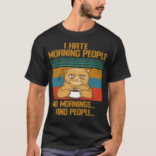 Camiseta Odeio Pessoas da Manhã Gato engraçado