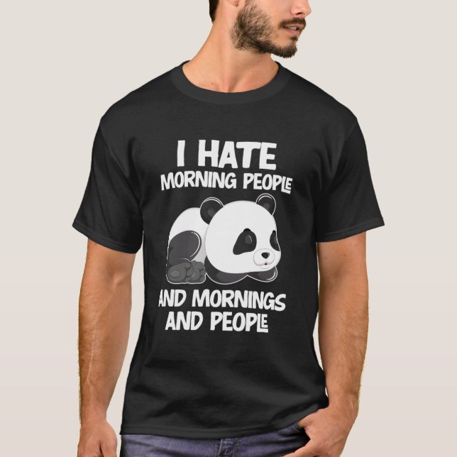 Camiseta Odeio Pessoas de manhã Pandas Panda (Frente)