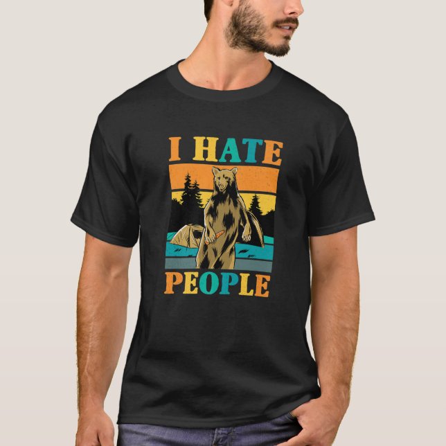 Camiseta Odeio Pessoas Que Engraçado Vintage Acampando Bea (Frente)