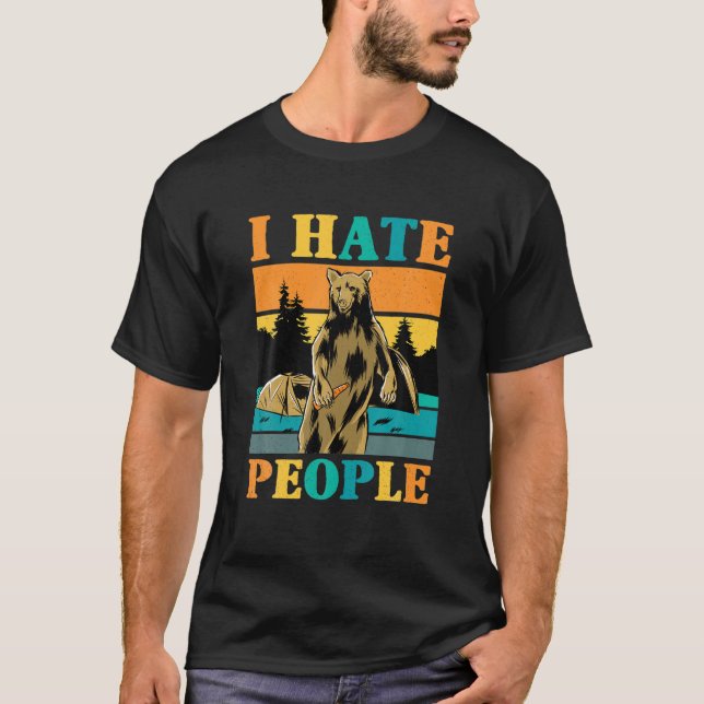 Camiseta Odeio Pessoas Que Engraçado Vintage Acampando Bea (Frente)