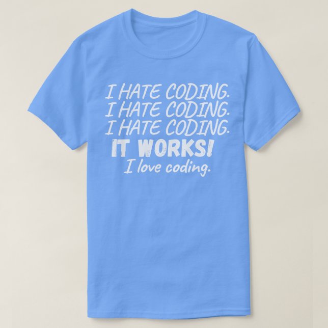 Camiseta Odeio programação que adoro programar códigos engr (Frente do Design)