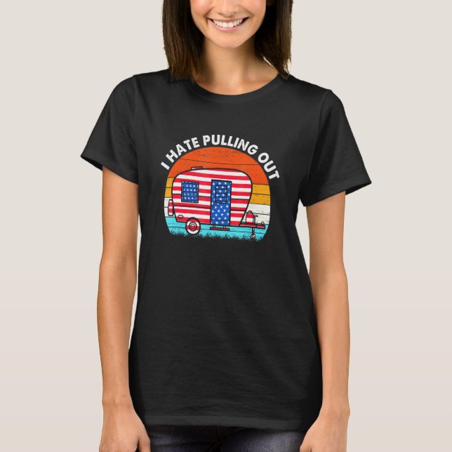 Camiseta Odeio Retirar Viagem Trailer De Bandeira Dos Eua. (Frente)