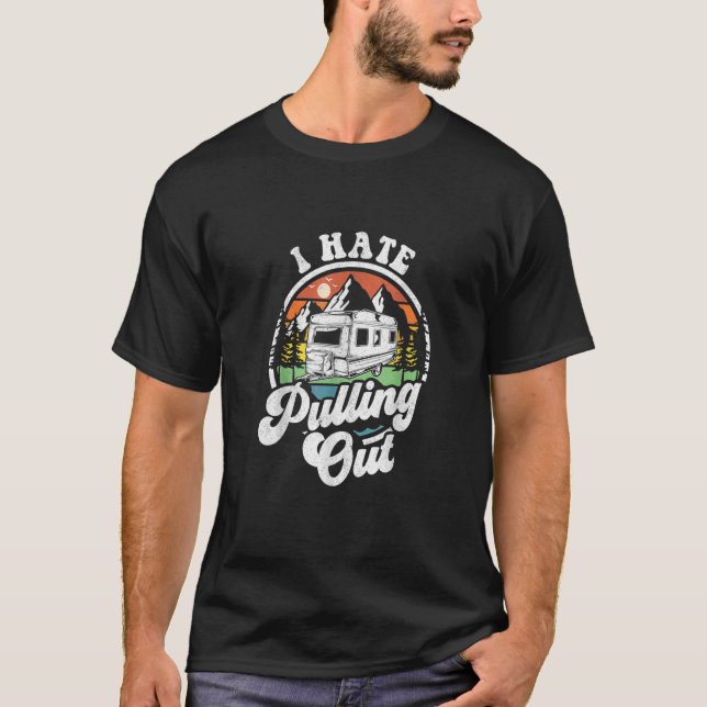 Camiseta Odeio Tirar Camper RV Camping Trailer (Frente)