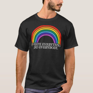 Camiseta Odeio Tudo e Todo Mundo Arco-Íris
