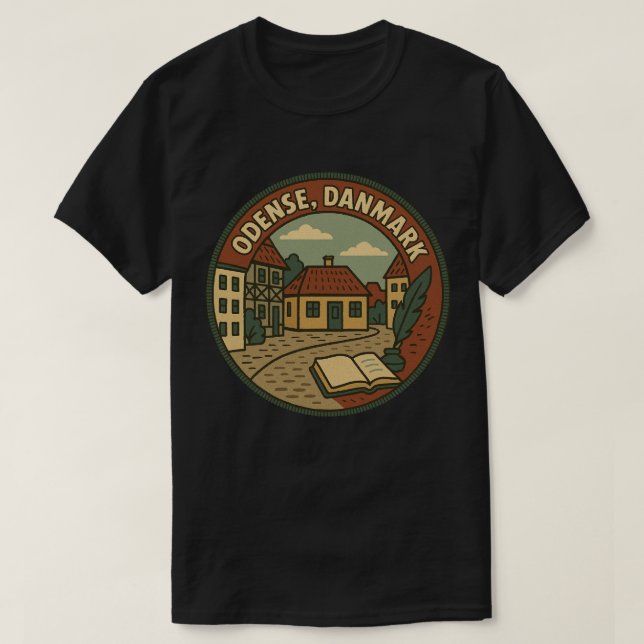 Camiseta Odense Dinamarca Literário (Frente do Design)