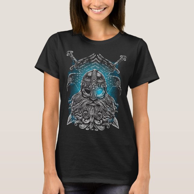 Camiseta Odin ravens Viking Mythology Valhalla aguarda (Frente)