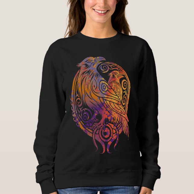 Camiseta Odins Raven Norse Mythology Viking Birds Celtic Kn (Frente)