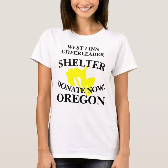 CAMISETA OEST LINN CHEERLEADER SHELTER DONATE AGORA OREGON (Frente)