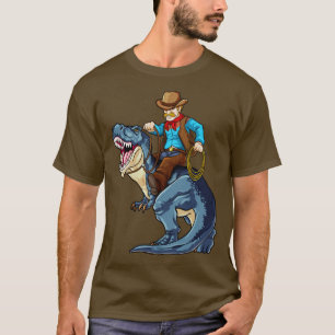Camiseta Oeste de Cowboy Andando T Rex Dinosaur Selvagem Di