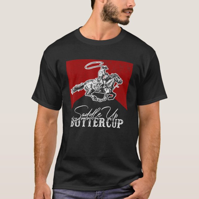 Camiseta Oeste do País Cowboy Cavalgando sela de cavalos (Frente)