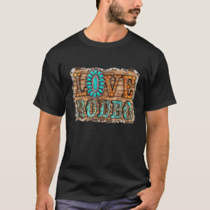 Camiseta Oeste Leopardo Turquesa Cowboy Cowboy Roda de Amor