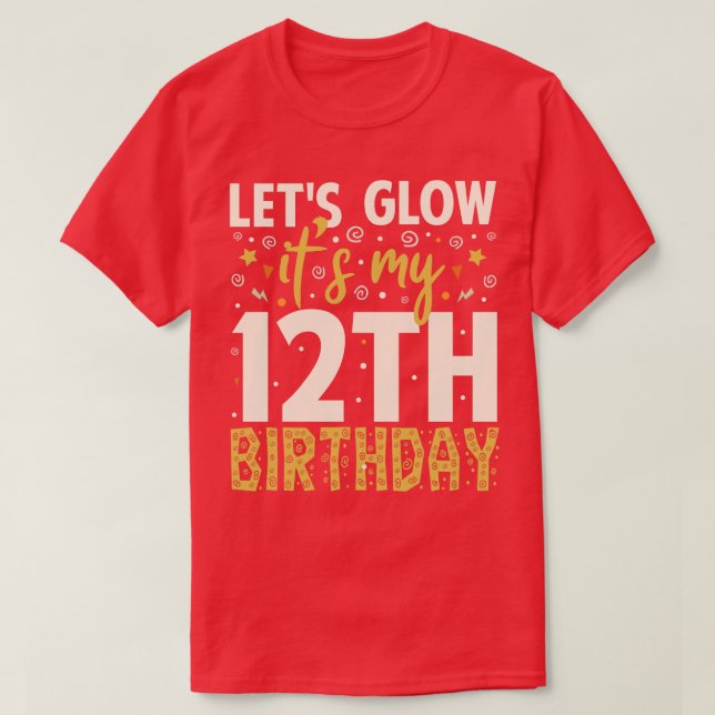 Camiseta Oferta de Aniversário para 12 de Festa Brilhante (Frente do Design)