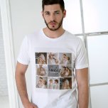 Camiseta Oferta de Foto de Colagem da Família e Cinza Perso<br><div class="desc">Crie uma bela e personalizada colagem familiar com oito fotos, acompanhada de um nome de família personalizado em cinzas. Este dom único e pensativo é perfeito para comemorar momentos especiais e celebrar o amor e o vínculo dentro de uma família. A colagem apresenta oito fotos cuidadosamente selecionadas que você pode...</div>
