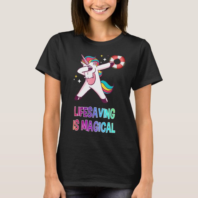 Camiseta Oferta de protetor de vida Unicórnio de salva-vida (Frente)